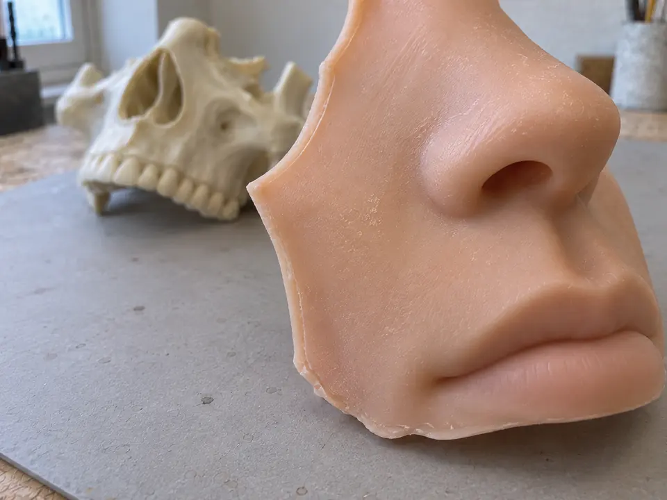 The trimmed silicone edge and surface finish.